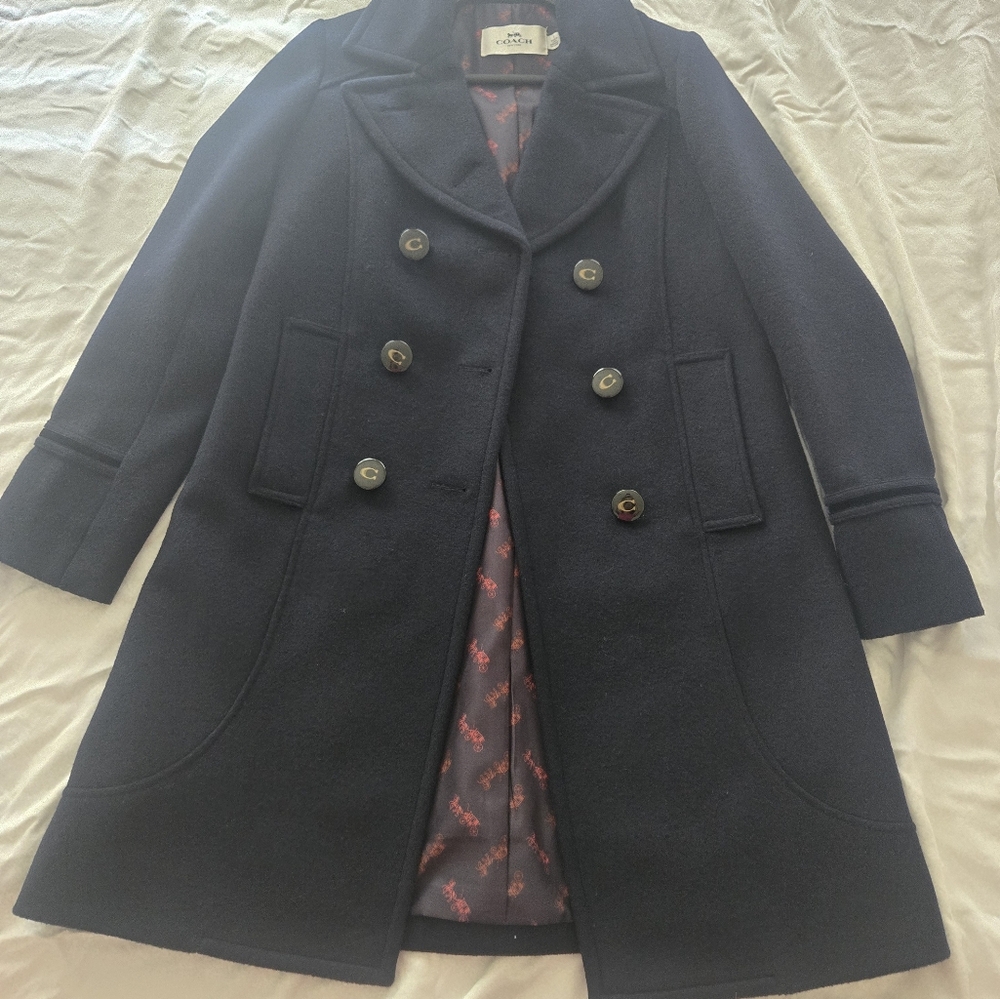 Navy Double-Breasted Coat